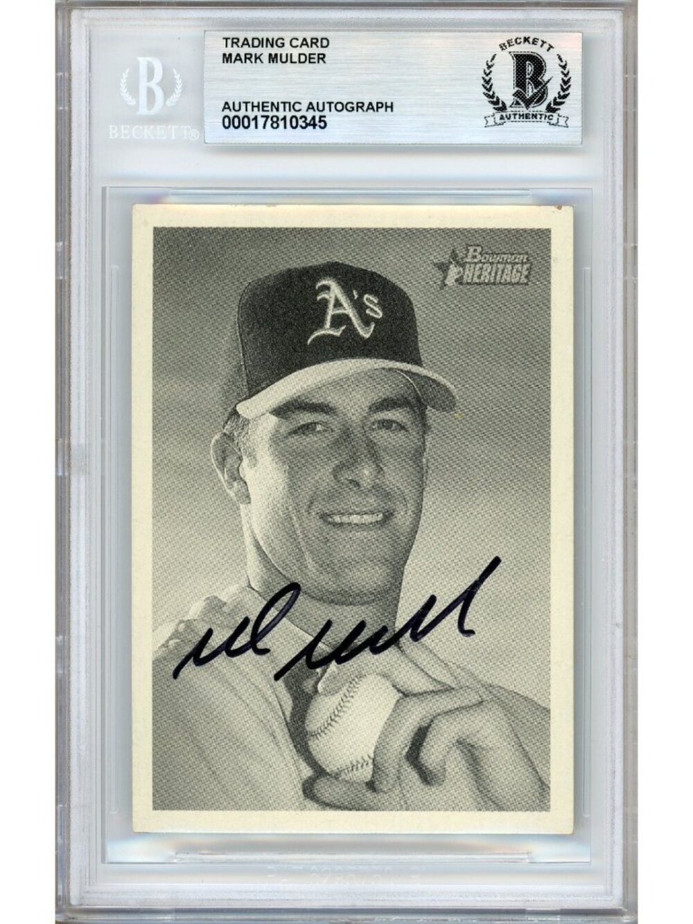 Mark Mulder Signed 2001 Bowman Heritage #70 Athletics BAS Slabbed Auto MLB Card